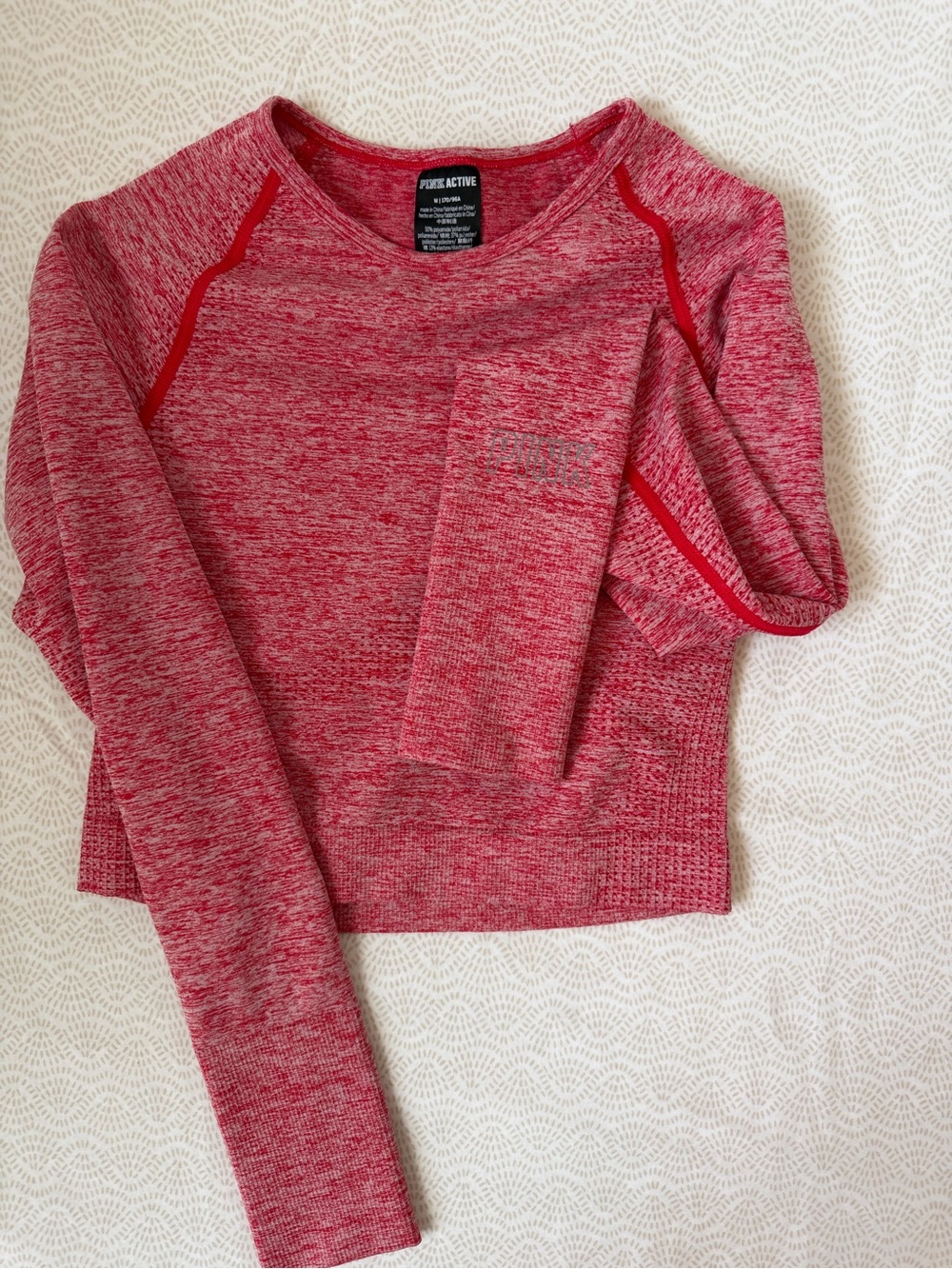 Victoria's Secret Red Heathered Long Sleeve Seamless Top